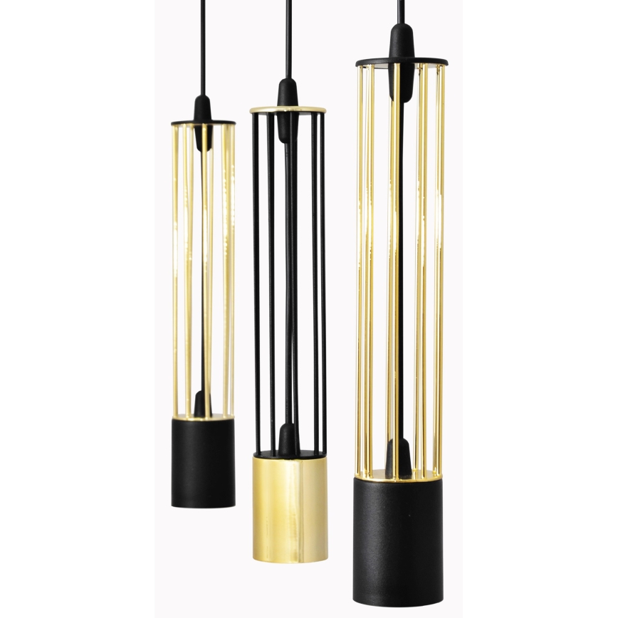 LED Hanglamp aan een koord BARS 3xGU10/4,8W/230V zwart/goud