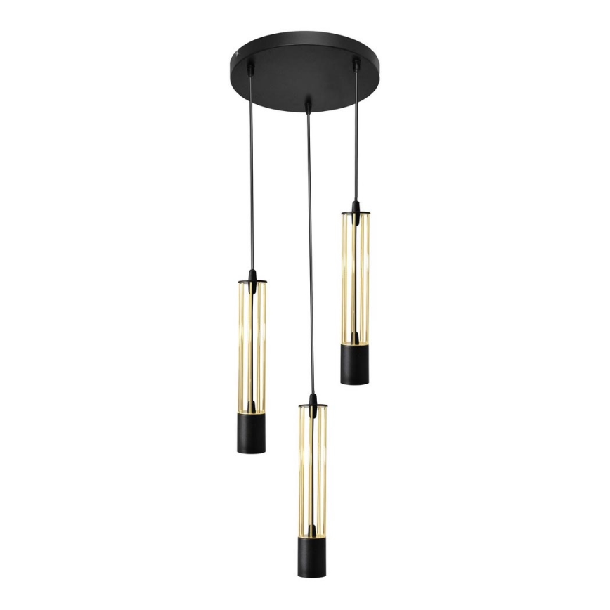 LED Hanglamp aan een koord BARS 3xGU10/4,8W/230V zwart/goud