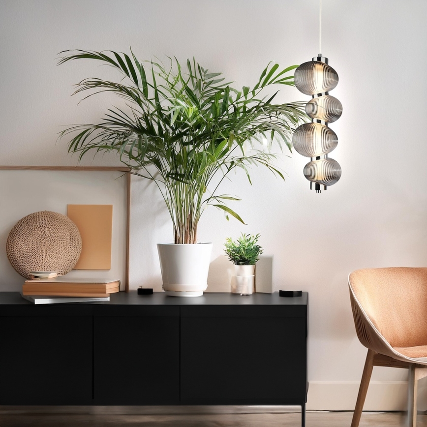 LED Hanglamp aan een koord BOLLA LED/17W/230V diameter 16 cm glanzend chroom/gerookt