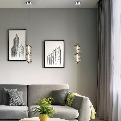 LED Hanglamp aan een koord BOLLA LED/17W/230V diameter 16 cm glanzend chroom/gerookt