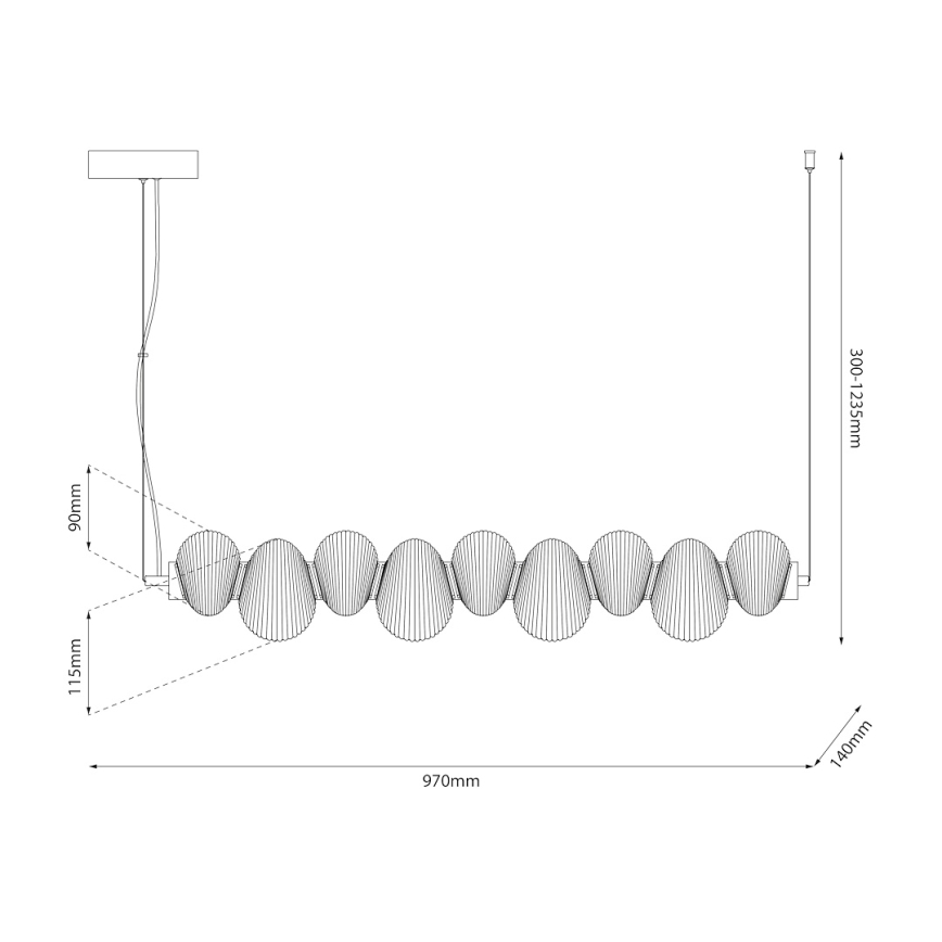 LED Hanglamp aan een koord BOLLA LED/32W/230V glanzend chroom/gerookt