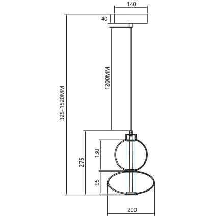 LED Hanglamp aan een koord DAPHNE LED/12W/230V goud