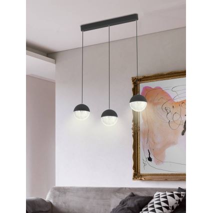 LED Hanglamp aan een koord FURNI 3xLED/5W/230V zwart