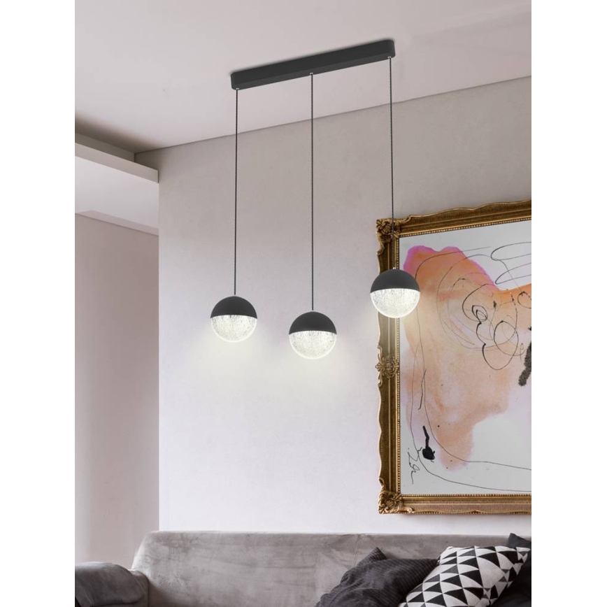 LED Hanglamp aan een koord FURNI 3xLED/5W/230V zwart