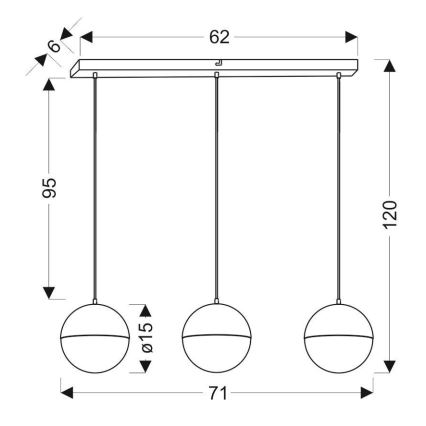 LED Hanglamp aan een koord FURNI 3xLED/5W/230V zwart