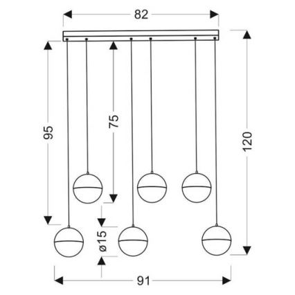 LED Hanglamp aan een koord FURNI 6xLED/5W/230V