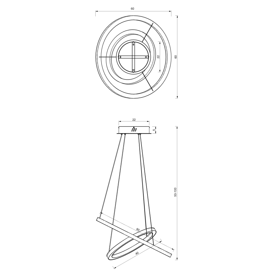 LED Hanglamp aan een koord GALAXIA LED/46W/230V goud