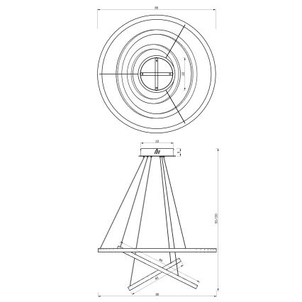 LED Hanglamp aan een koord GALAXIA LED/85W/230V zwart