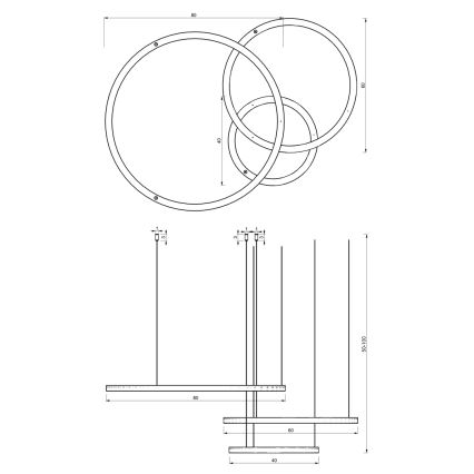 LED Hanglamp aan een koord GALAXIA LED/85W/230V zwart