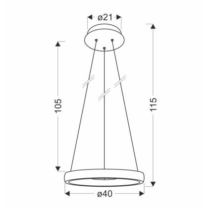 LED Hanglamp aan een koord HASHIM LED/22W/230V diameter 40 cm koper