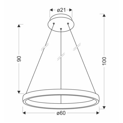 LED Hanglamp aan een koord HASHIM LED/34W/230V diameter 60 cm koper
