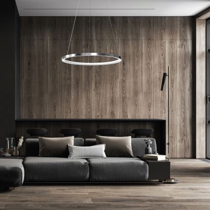 LED Hanglamp aan een koord HOOP LED/27W/230V diameter 50 cm 4000K glanzend chroom