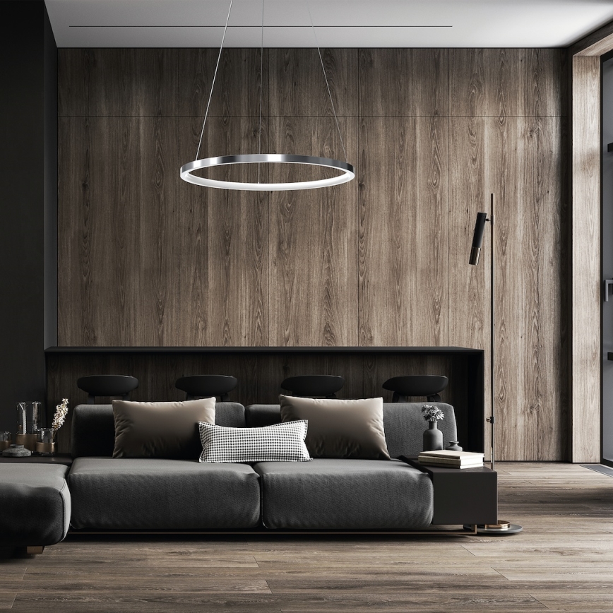 LED Hanglamp aan een koord HOOP LED/27W/230V diameter 50 cm 4000K glanzend chroom