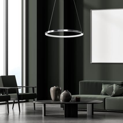 LED Hanglamp aan een koord HOOP LED/27W/230V diameter 50 cm 4000K glanzend chroom