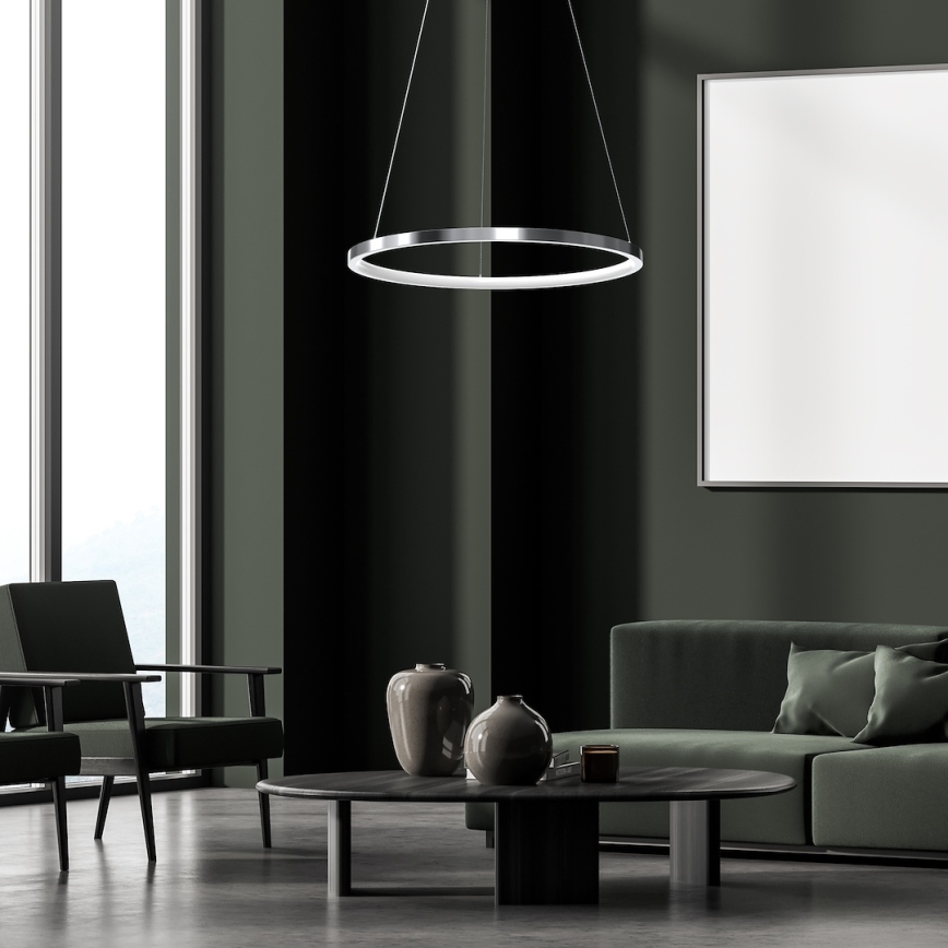 LED Hanglamp aan een koord HOOP LED/27W/230V diameter 50 cm 4000K glanzend chroom