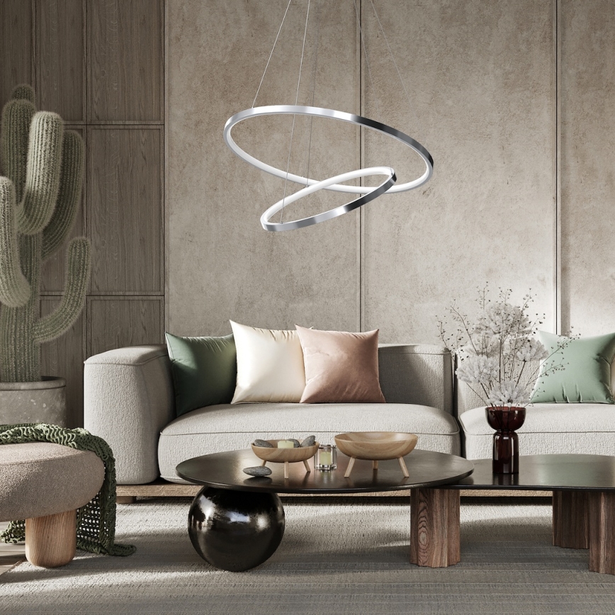 LED Hanglamp aan een koord HOOP LED/51W/230V diameter 60 cm 4000K glanzend chroom