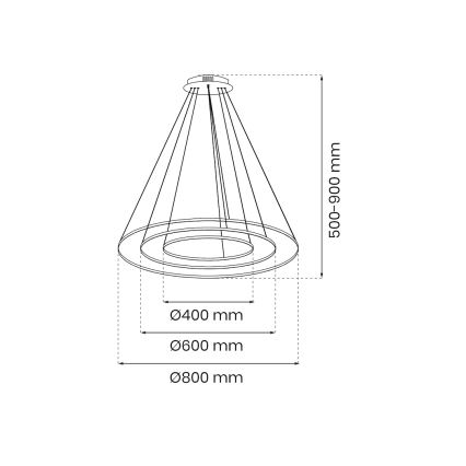 LED Hanglamp aan een koord HOOP LED/93W/230V diameter 80 cm 4000K goud