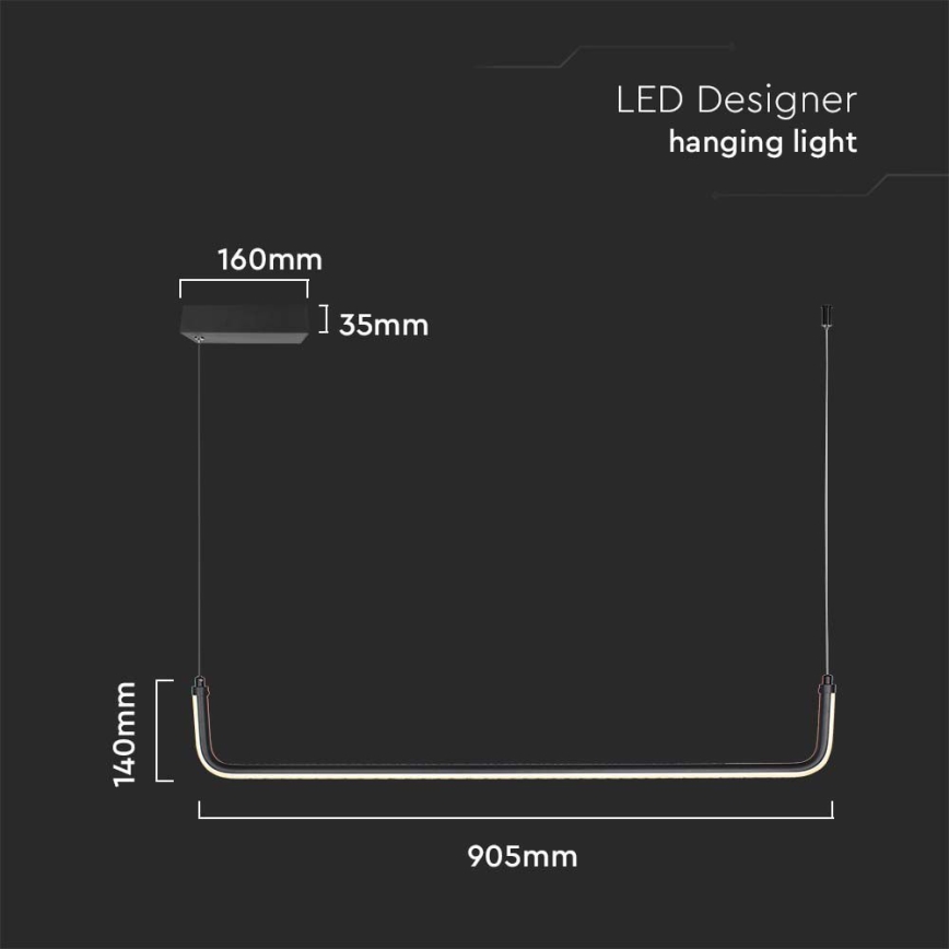 LED Hanglamp aan een koord LED/12W/230V 4000K zwart