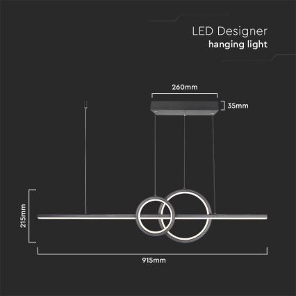 LED Hanglamp aan een koord LED/15W/230V 4000K zwart