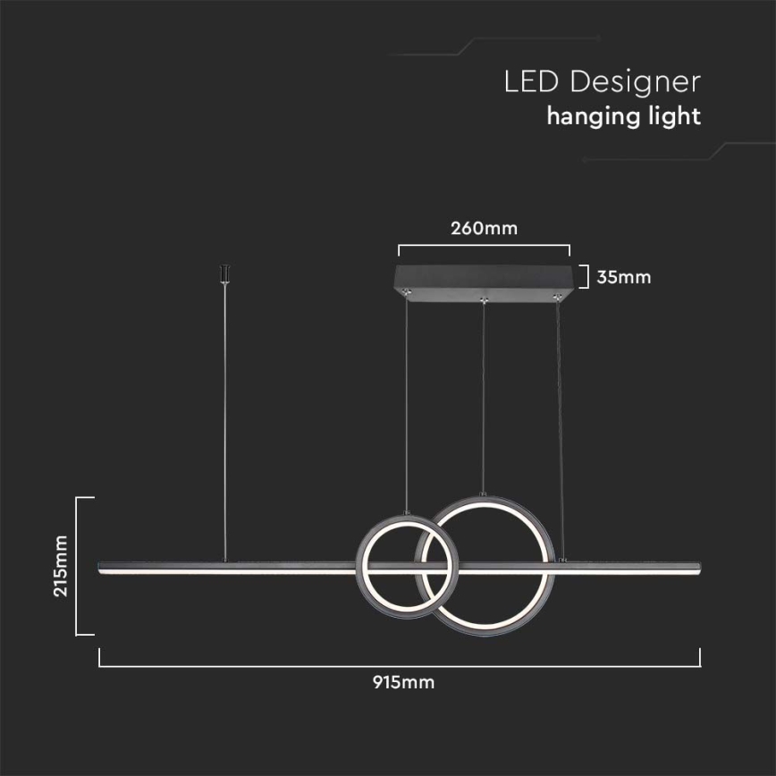 LED Hanglamp aan een koord LED/15W/230V 4000K zwart