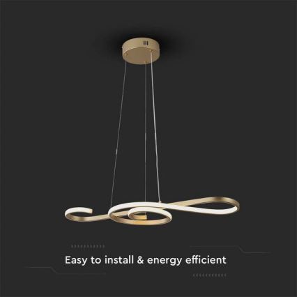 LED Hanglamp aan een koord LED/18W/230V 3000K goud