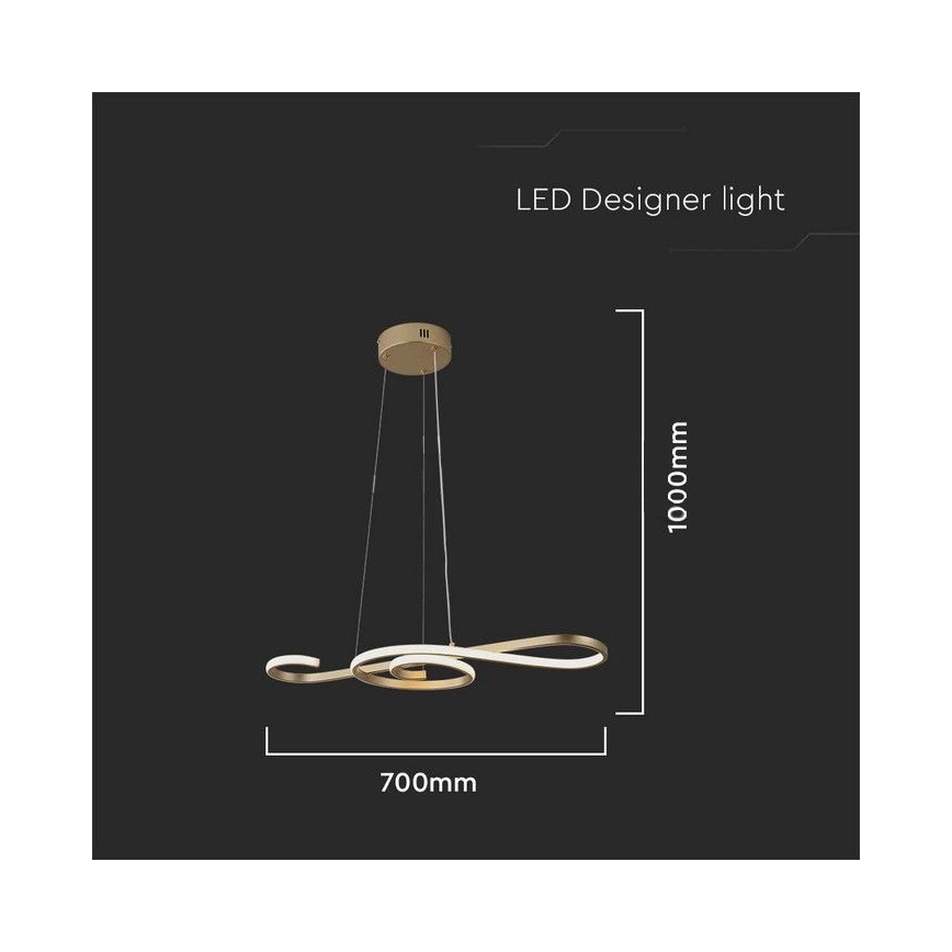 LED Hanglamp aan een koord LED/18W/230V 3000K goud