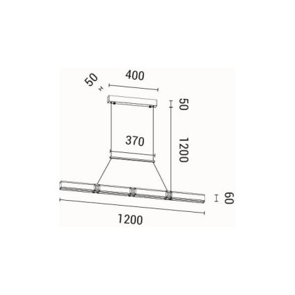 LED Hanglamp aan een koord LED/21W/230V 3000K 45x120 cm