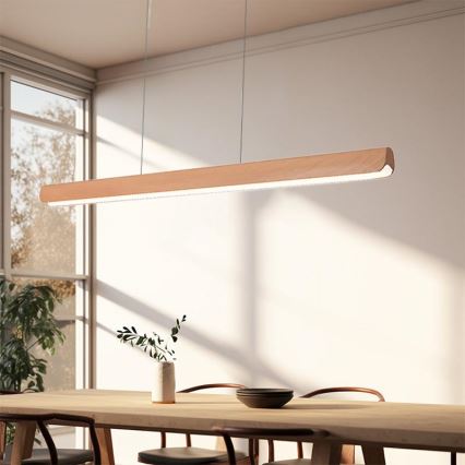 LED Hanglamp aan een koord LED/22W/230V 4000K 120 cm beuken/massief hout