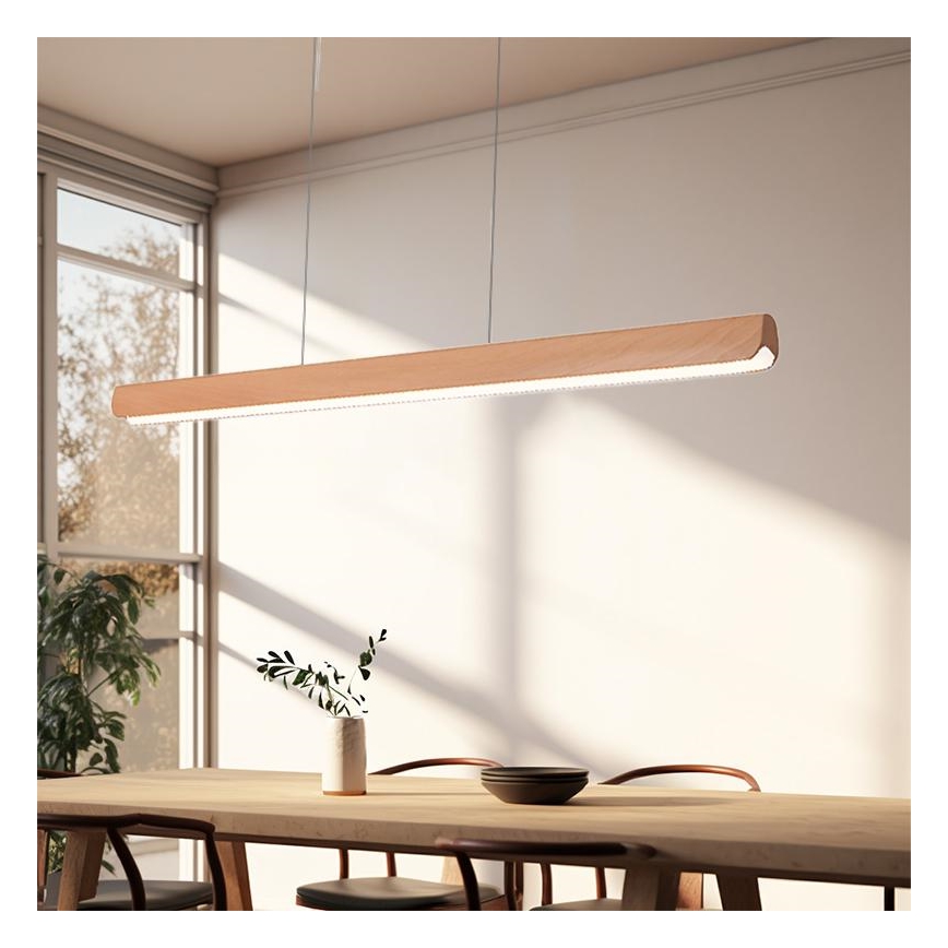 LED Hanglamp aan een koord LED/22W/230V 4000K 120 cm beuken/massief hout