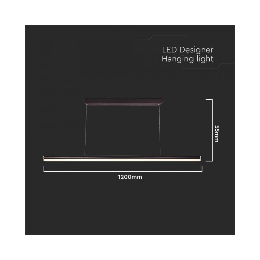 LED Hanglamp aan een koord LED/23W/230V 4000K 120 cm zwart