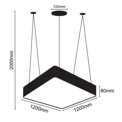 LED Hanglamp aan een koord LED/240W/230V 4000K 120x120 cm