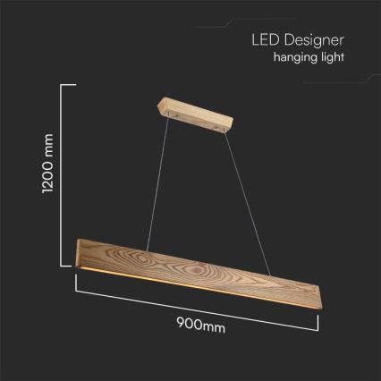 LED Hanglamp aan een koord LED/24W/230V 3000K bruin