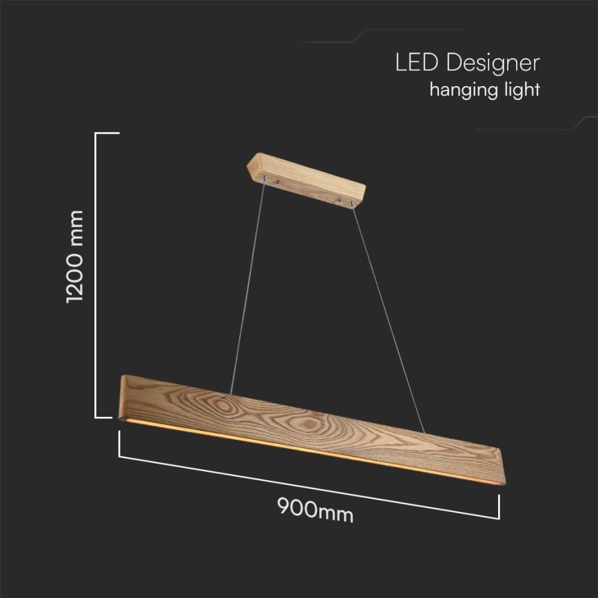 LED Hanglamp aan een koord LED/24W/230V 3000K bruin