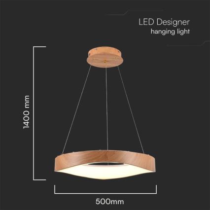 LED Hanglamp aan een koord LED/25W/230V 3000K ø 50 cm bruin