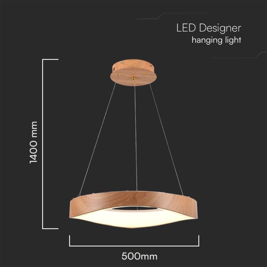 LED Hanglamp aan een koord LED/25W/230V 3000K ø 50 cm bruin