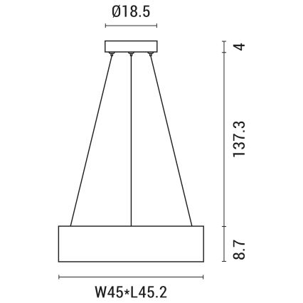 LED Hanglamp aan een koord LED/30W/230V 3000K 45x45 cm zwart