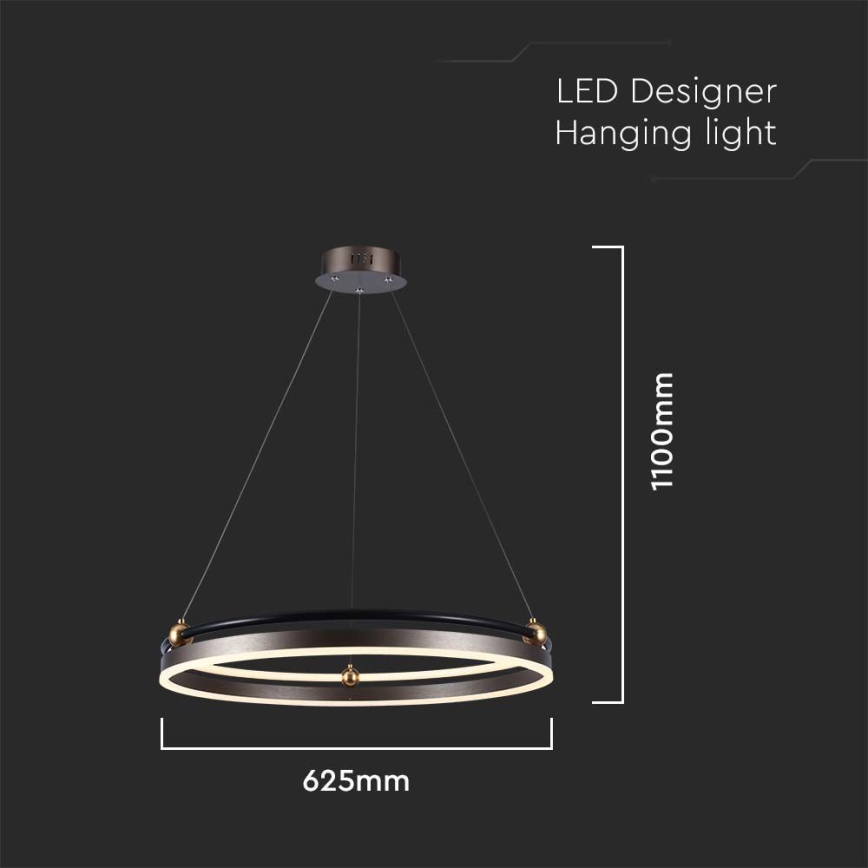 LED Hanglamp aan een koord LED/30W/230V 3000K diameter 62 cm bruin