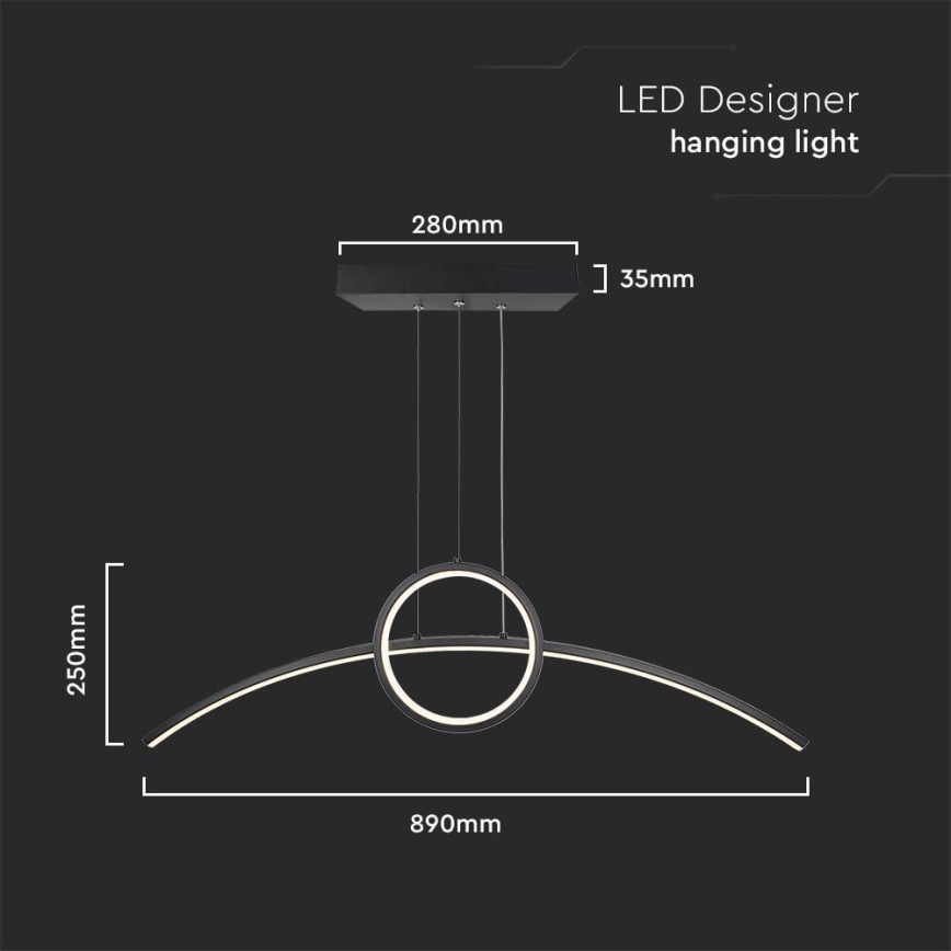 LED Hanglamp aan een koord LED/30W/230V 4000K zwart