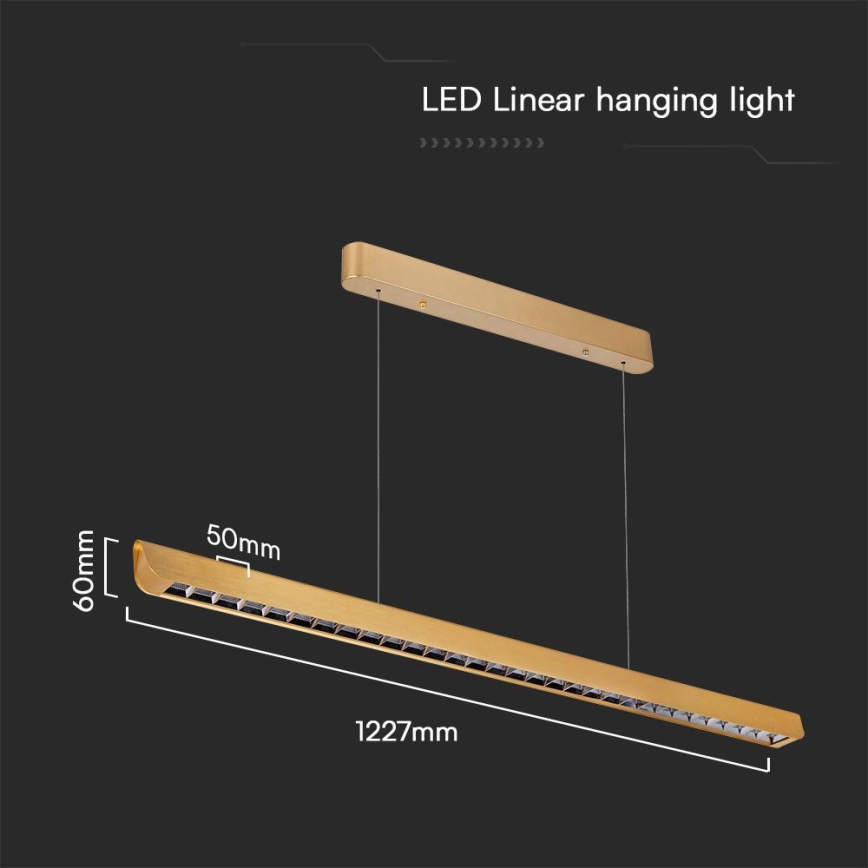 LED Hanglamp aan een koord LED/36W/230V 3000/4000/6400K goud