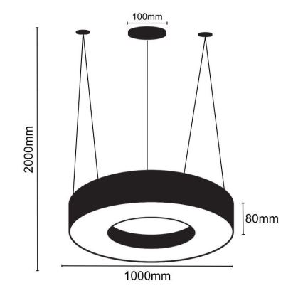 LED Hanglamp aan een koord LED/50W/230V 4000K diameter 100 cm zwart