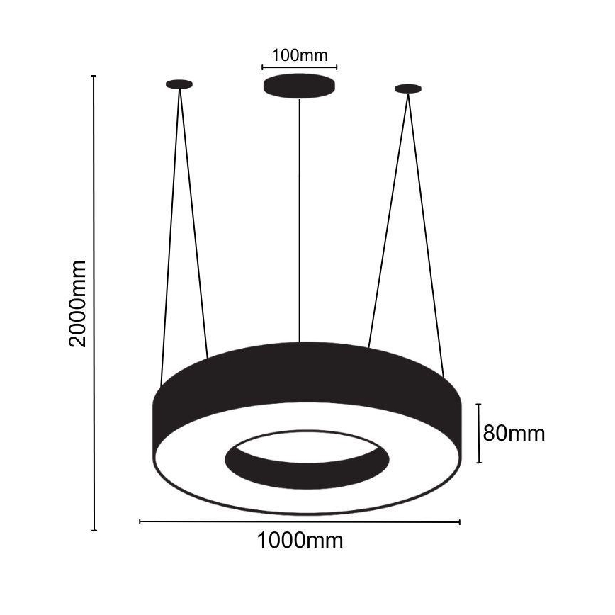 LED Hanglamp aan een koord LED/50W/230V 4000K diameter 100 cm zwart