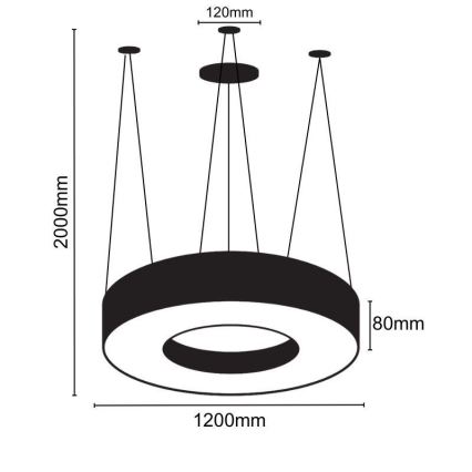 LED Hanglamp aan een koord LED/60W/230V 4000K diameter 120 cm zwart