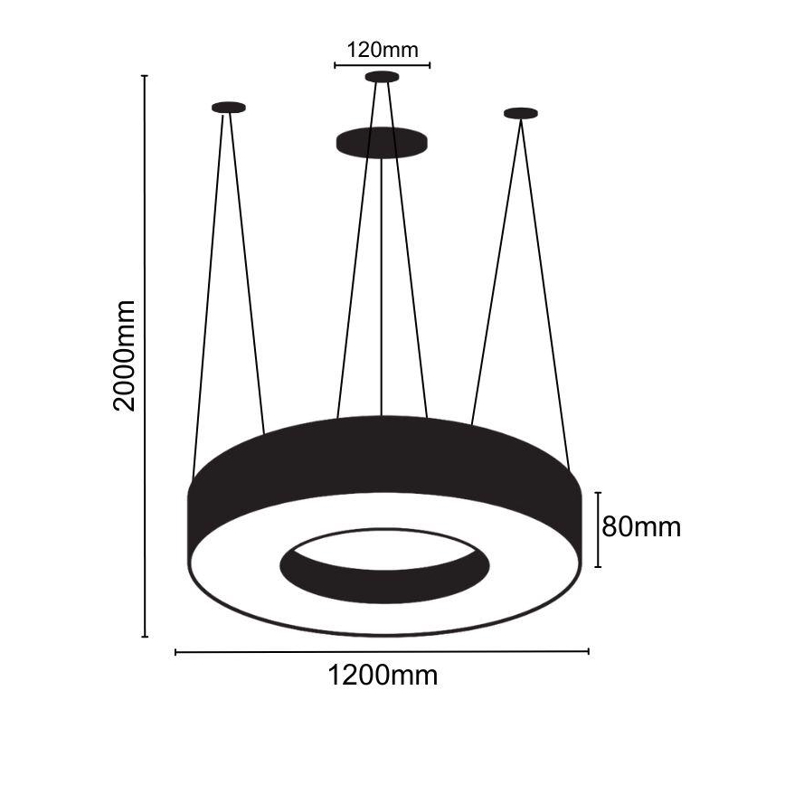 LED Hanglamp aan een koord LED/60W/230V 4000K diameter 120 cm zwart