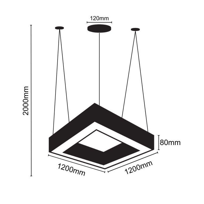LED Hanglamp aan een koord LED/80W/230V 4000K 120x120 cm zwart