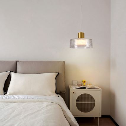 LED Hanglamp aan een koord LED/8W/230V 3000K goud/doorzichtig pr. 20 cm