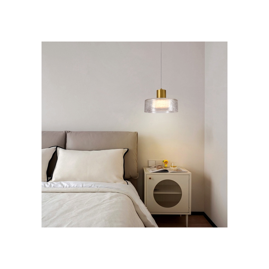 LED Hanglamp aan een koord LED/8W/230V 3000K goud/doorzichtig pr. 20 cm