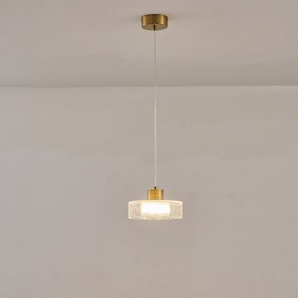 LED Hanglamp aan een koord LED/8W/230V 3000K goud/doorzichtig pr. 20 cm