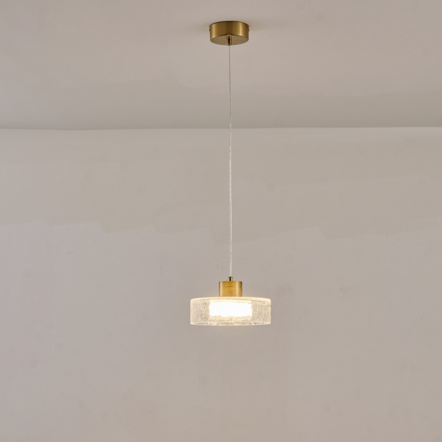 LED Hanglamp aan een koord LED/8W/230V 3000K goud/doorzichtig pr. 20 cm