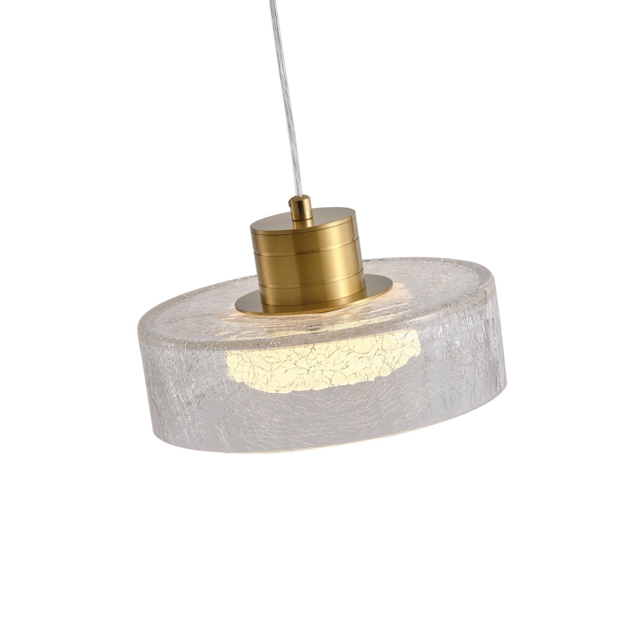 LED Hanglamp aan een koord LED/8W/230V 3000K goud/doorzichtig pr. 20 cm