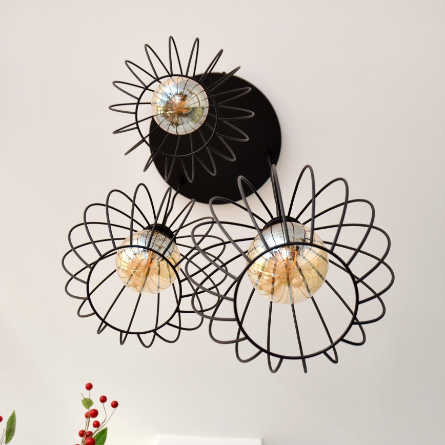LED Hanglamp aan een koord MERCURE 3xE27/15W/230V ø 50 cm zwart